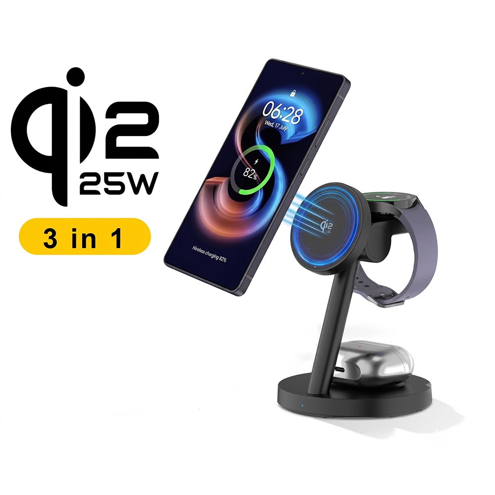 Smartwatch Apple Watch - 3-in-1 Qi2.2 25W Schnelle Kabellose Ladestation