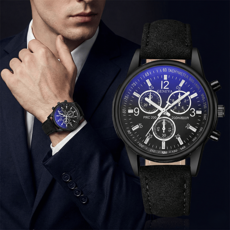 Smartwatch Watches Best Gift For Men - Geneva Herren-Chronographen-Uhren, lässiges Lederarmband, modische Business-Quarz-Armbanduhr,
