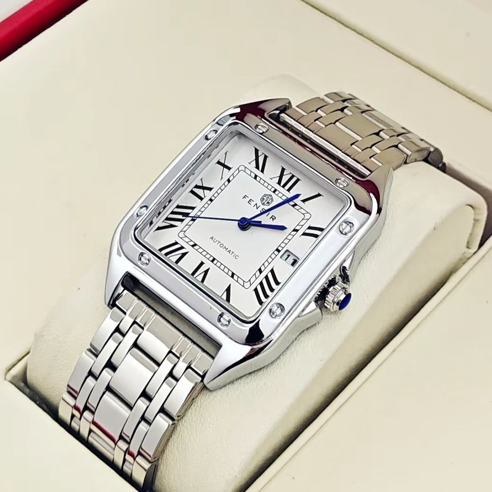 Smartwatch Watches Best Gift For Men - Luxuriöse quadratische Herrenuhr, Kalenderanzeige, Edelstahlarmband, hochwertige