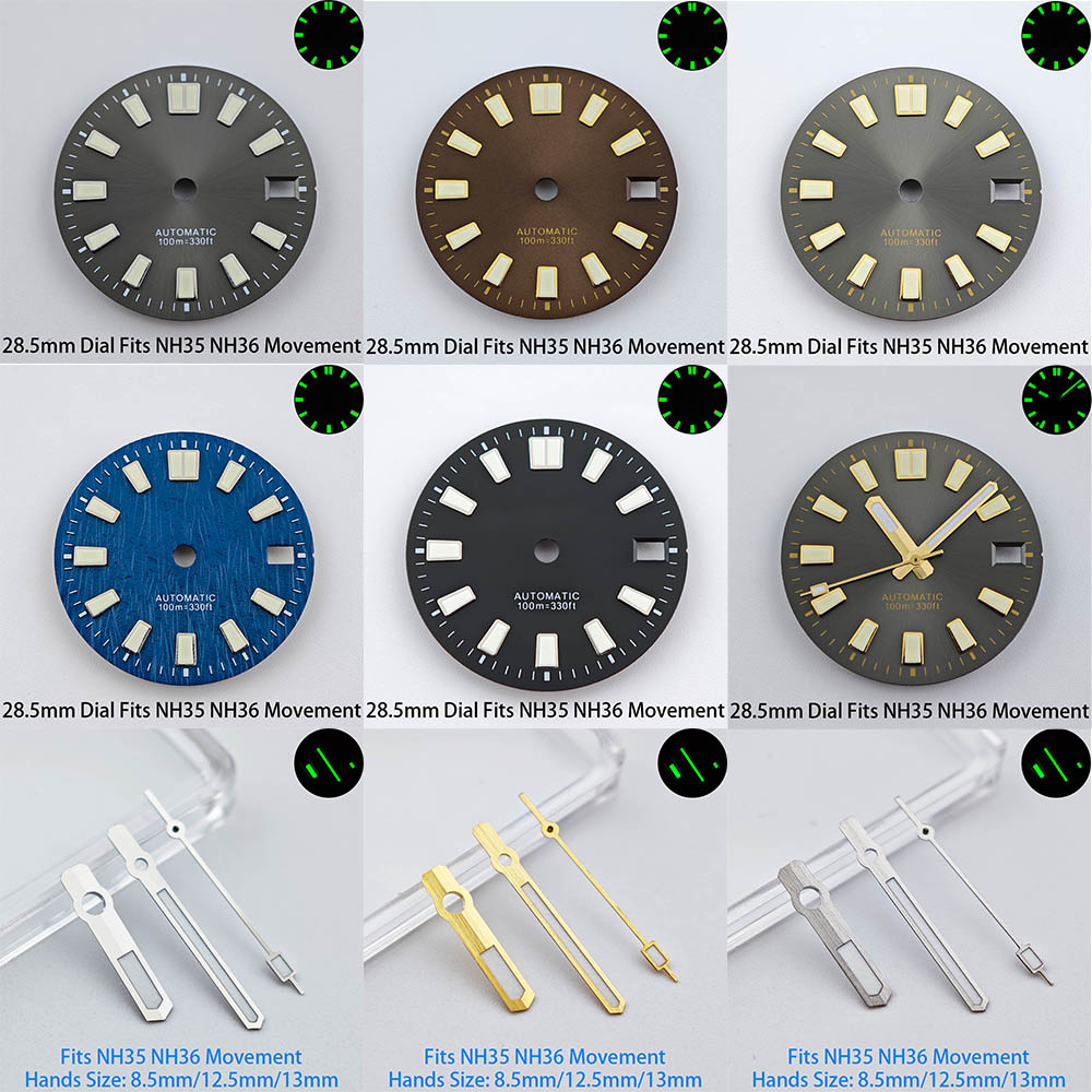 Luminous Dial Face - 28,5mm Einzelkalender-Uhrenzifferblatt Grün Leuchtendes Uhrengehäuse Passend